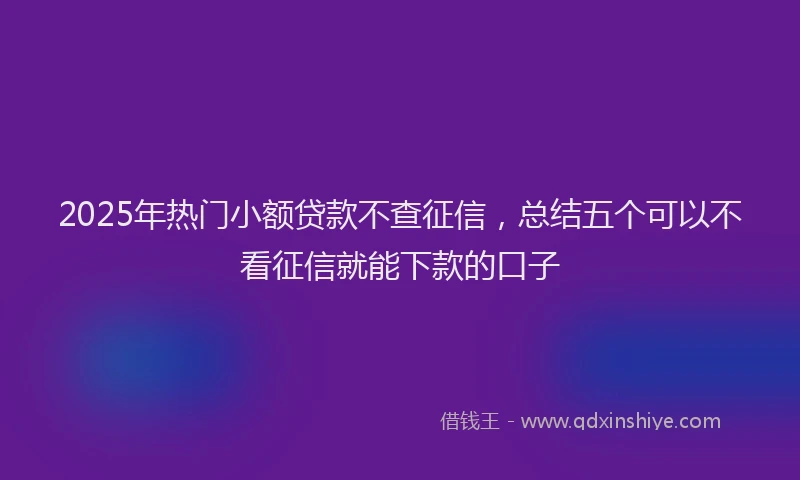 2025年热门小额贷款不查征信，总结五个可以不看征信就能下款的口子