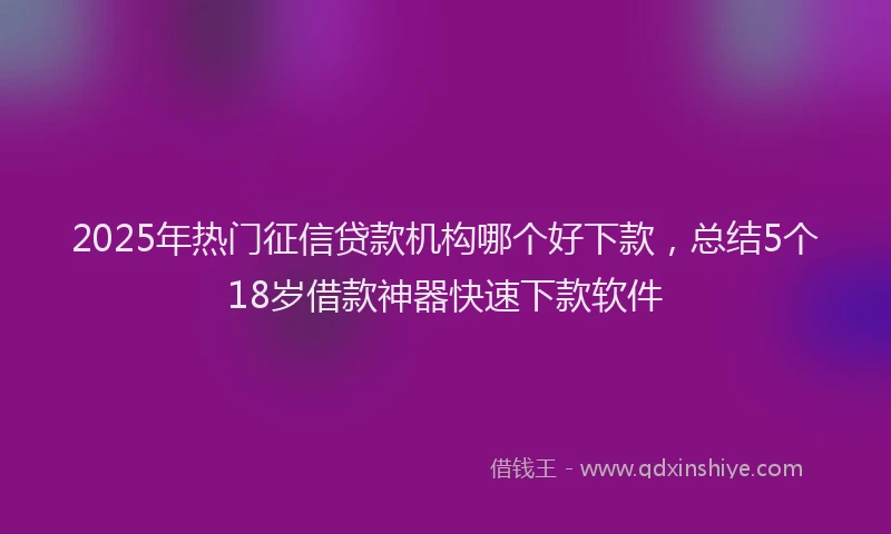 2025年热门征信贷款机构哪个好下款，总结5个18岁借款神器快速下款软件