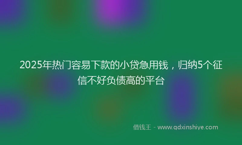 2025年热门容易下款的小贷急用钱，归纳5个征信不好负债高的平台