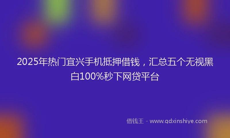 2025年热门宜兴手机抵押借钱，汇总五个无视黑白100%秒下网贷平台