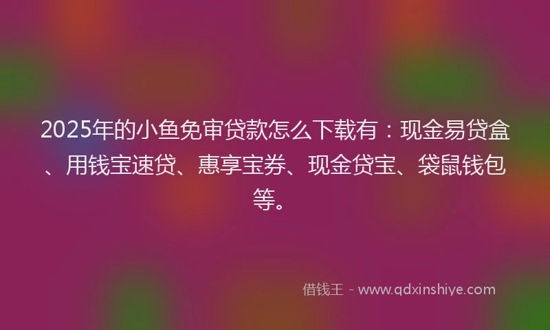 2025年的小鱼免审贷款怎么下载有：现金易贷盒、用钱宝速贷、惠享宝券、现金贷宝、袋鼠钱包等。