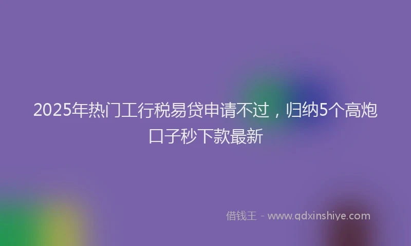 2025年热门工行税易贷申请不过，归纳5个高炮口子秒下款最新