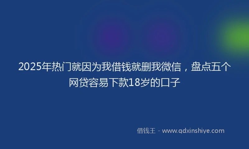 2025年热门就因为我借钱就删我微信，盘点五个网贷容易下款18岁的口子