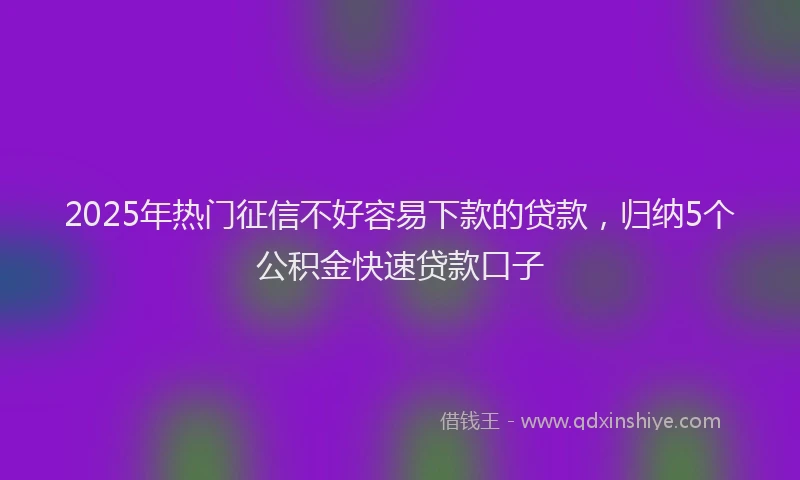2025年热门征信不好容易下款的贷款，归纳5个公积金快速贷款口子