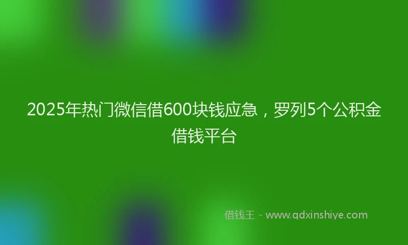2025年热门微信借600块钱应急，罗列5个公积金借钱平台