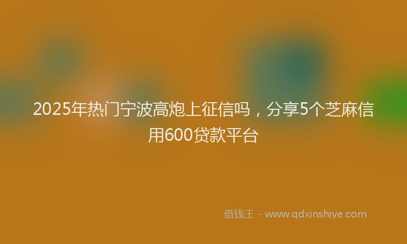 2025年热门宁波高炮上征信吗，分享5个芝麻信用600贷款平台