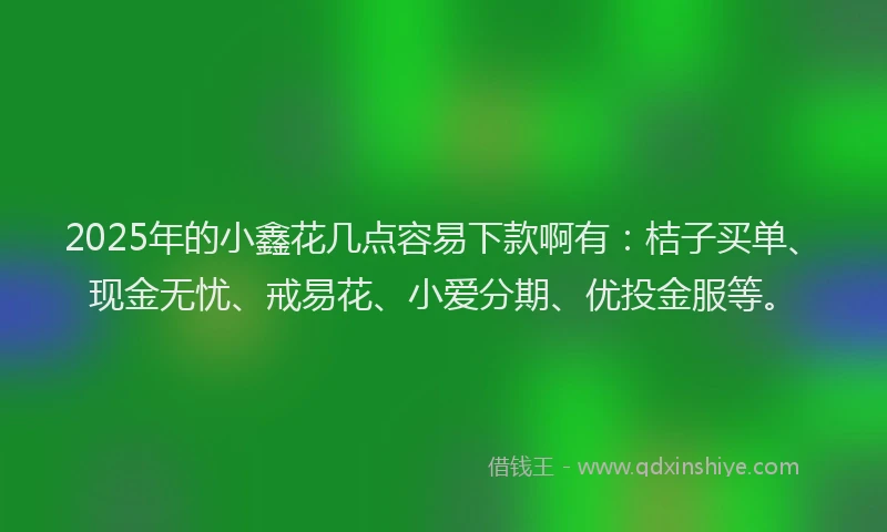 2025年的小鑫花几点容易下款啊有：桔子买单、现金无忧、戒易花、小爱分期、优投金服等。
