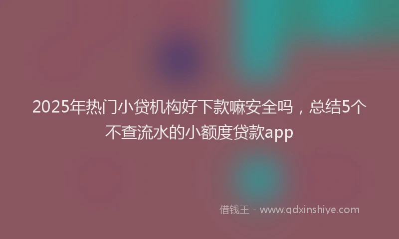 2025年热门小贷机构好下款嘛安全吗，总结5个不查流水的小额度贷款app