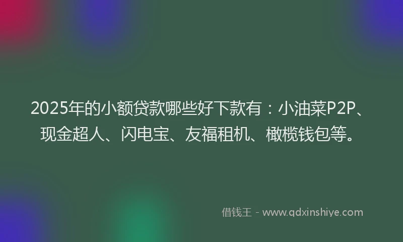 2025年的小额贷款哪些好下款有：小油菜P2P、现金超人、闪电宝、友福租机、橄榄钱包等。