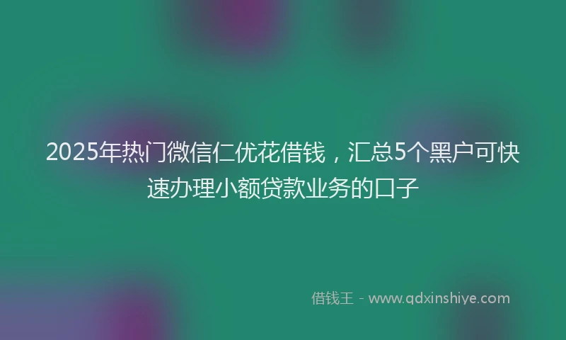 2025年热门微信仁优花借钱，汇总5个黑户可快速办理小额贷款业务的口子