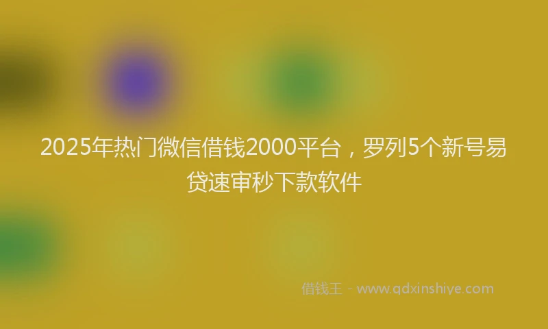 2025年热门微信借钱2000平台，罗列5个新号易贷速审秒下款软件