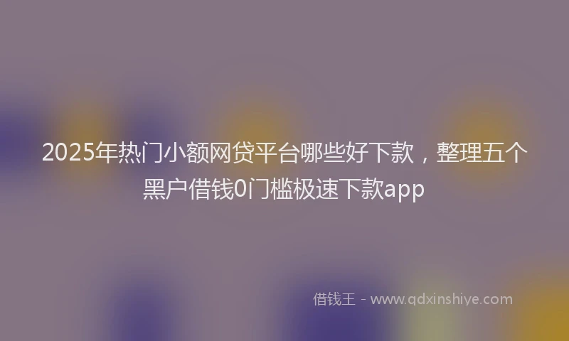 2025年热门小额网贷平台哪些好下款，整理五个黑户借钱0门槛极速下款app
