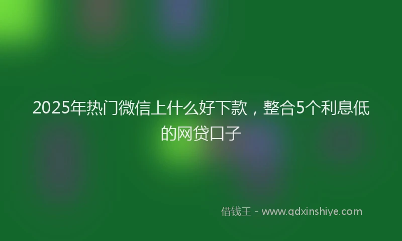2025年热门微信上什么好下款，整合5个利息低的网贷口子