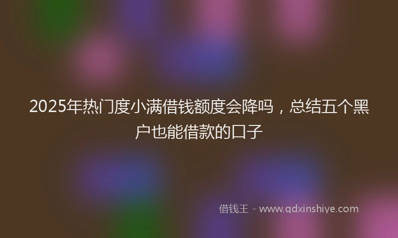 2025年热门度小满借钱额度会降吗，总结五个黑户也能借款的口子