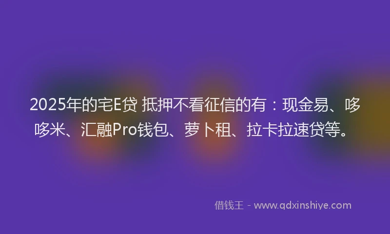 2025年的宅E贷 抵押不看征信的有：现金易、哆哆米、汇融Pro钱包、萝卜租、拉卡拉速贷等。