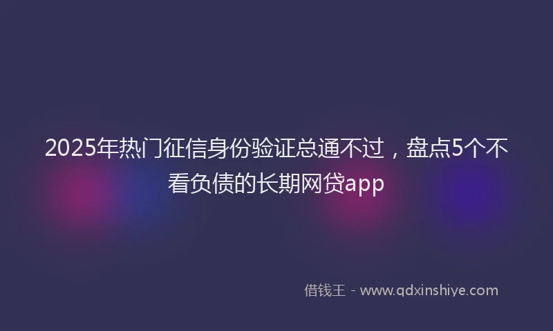 2025年热门征信身份验证总通不过，盘点5个不看负债的长期网贷app