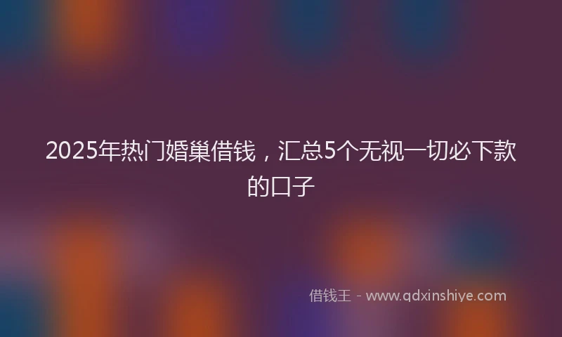 2025年热门婚巢借钱，汇总5个无视一切必下款的口子