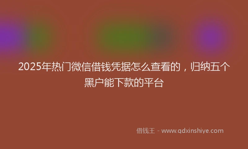 2025年热门微信借钱凭据怎么查看的，归纳五个黑户能下款的平台