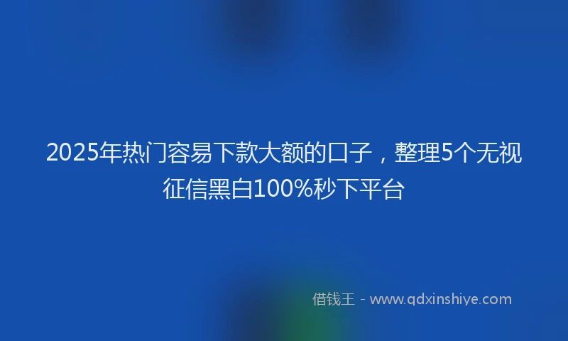 2025年热门容易下款大额的口子，整理5个无视征信黑白100%秒下平台