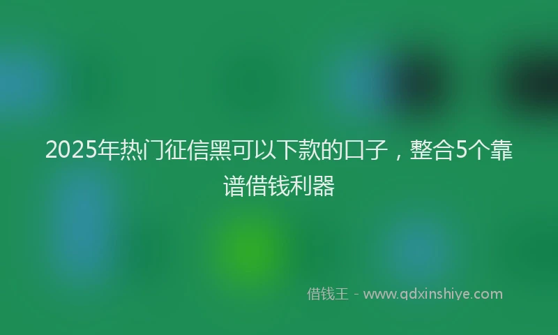 2025年热门征信黑可以下款的口子，整合5个靠谱借钱利器