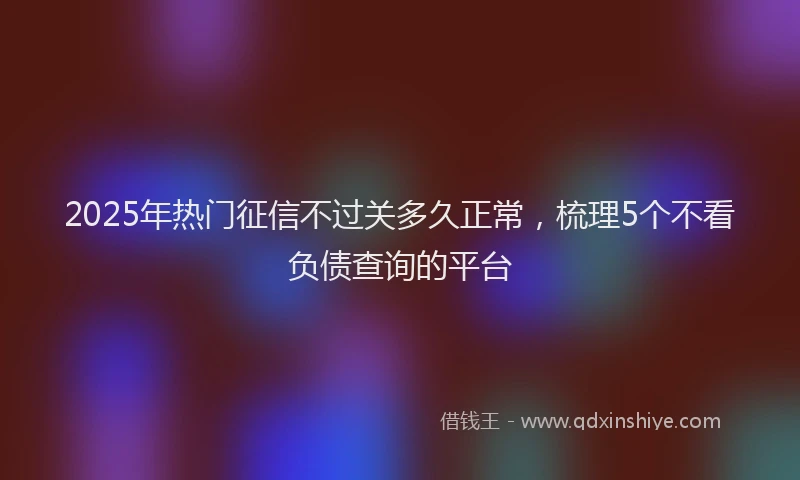 2025年热门征信不过关多久正常，梳理5个不看负债查询的平台