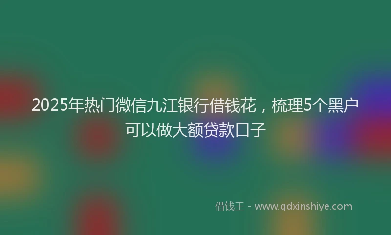 2025年热门微信九江银行借钱花，梳理5个黑户可以做大额贷款口子