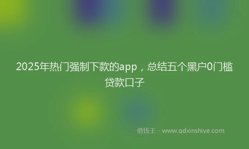 2025年热门强制下款的app，总结五个黑户0门槛贷款口子