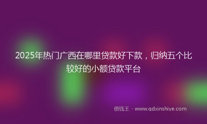 2025年热门广西在哪里贷款好下款，归纳五个比较好的小额贷款平台