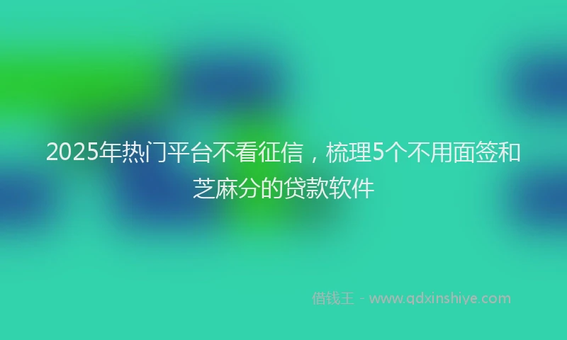 2025年热门平台不看征信，梳理5个不用面签和芝麻分的贷款软件