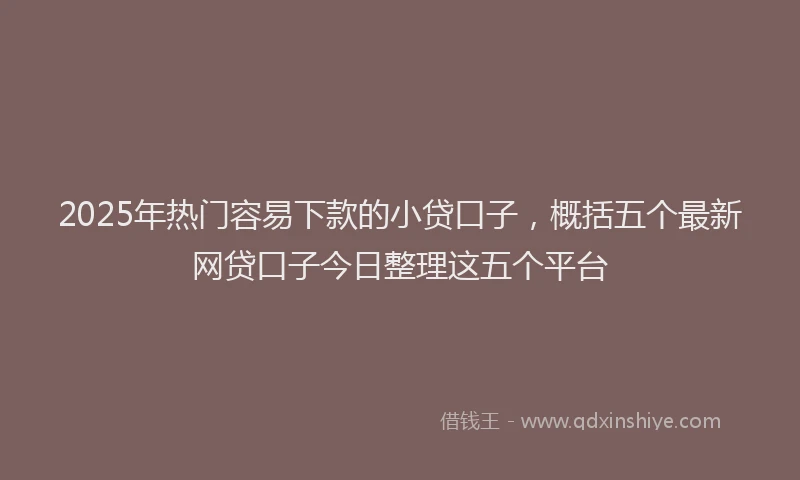 2025年热门容易下款的小贷口子，概括五个最新网贷口子今日整理这五个平台