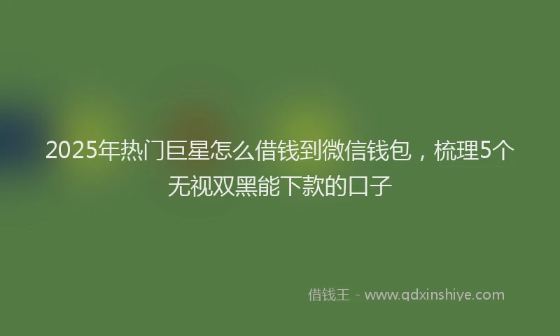 2025年热门巨星怎么借钱到微信钱包，梳理5个无视双黑能下款的口子