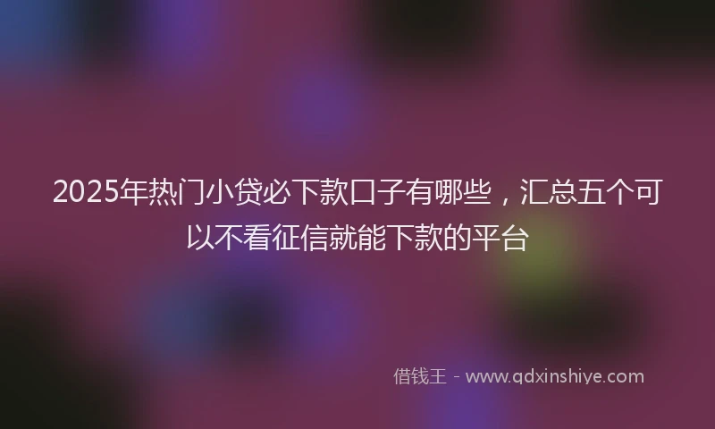2025年热门小贷必下款口子有哪些，汇总五个可以不看征信就能下款的平台