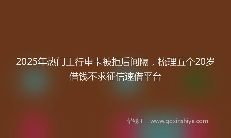 2025年热门工行申卡被拒后间隔，梳理五个20岁借钱不求征信速借平台