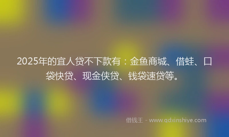 2025年的宜人贷不下款有：金鱼商城、借蛙、口袋快贷、现金侠贷、钱袋速贷等。