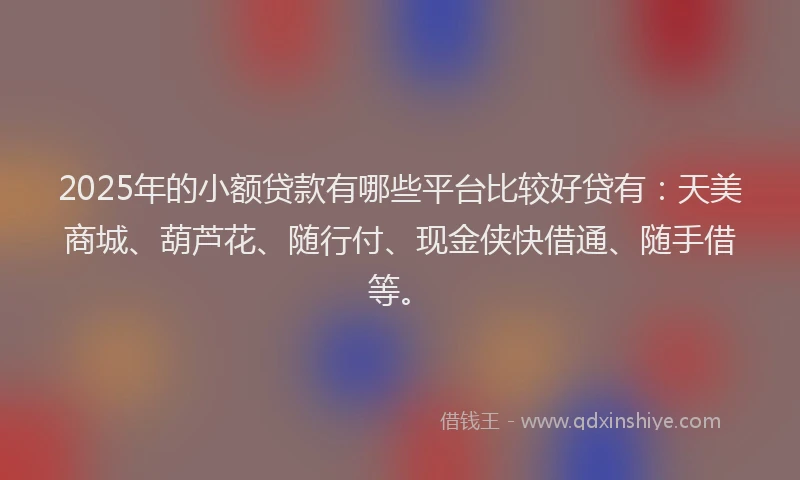 2025年的小额贷款有哪些平台比较好贷有：天美商城、葫芦花、随行付、现金侠快借通、随手借等。