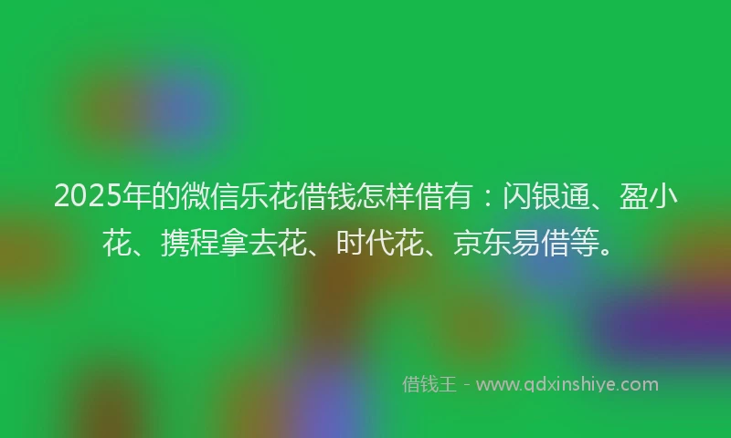 2025年的微信乐花借钱怎样借有：闪银通、盈小花、携程拿去花、时代花、京东易借等。