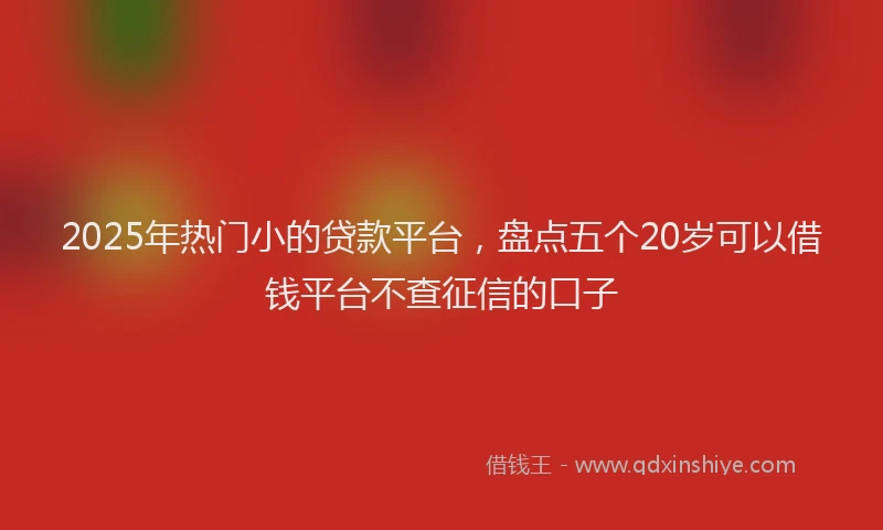 2025年热门小的贷款平台，盘点五个20岁可以借钱平台不查征信的口子
