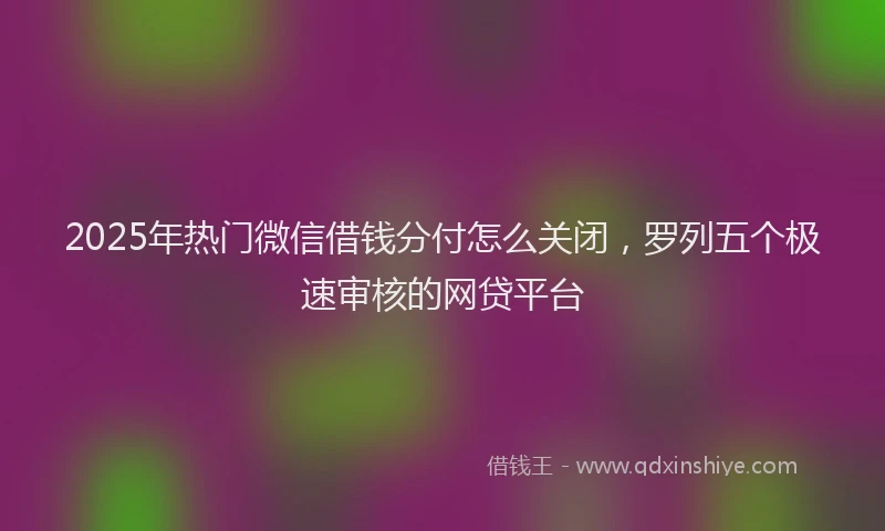2025年热门微信借钱分付怎么关闭，罗列五个极速审核的网贷平台
