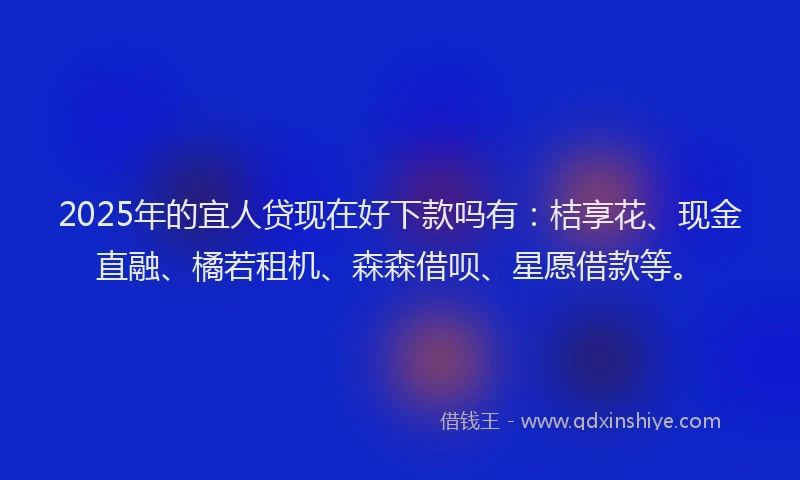 2025年的宜人贷现在好下款吗有：桔享花、现金直融、橘若租机、森森借呗、星愿借款等。