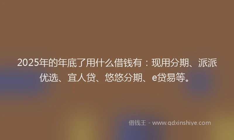 2025年的年底了用什么借钱有：现用分期、派派优选、宜人贷、悠悠分期、e贷易等。