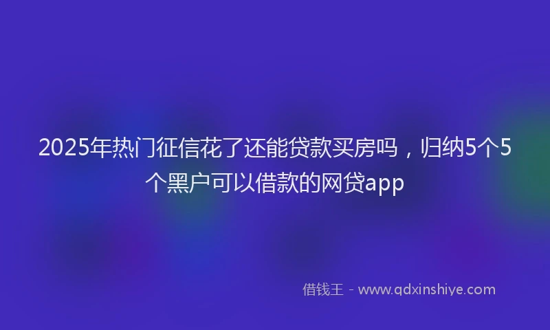 2025年热门征信花了还能贷款买房吗，归纳5个5个黑户可以借款的网贷app