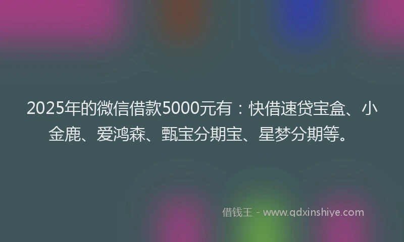 2025年的微信借款5000元有：快借速贷宝盒、小金鹿、爱鸿森、甄宝分期宝、星梦分期等。