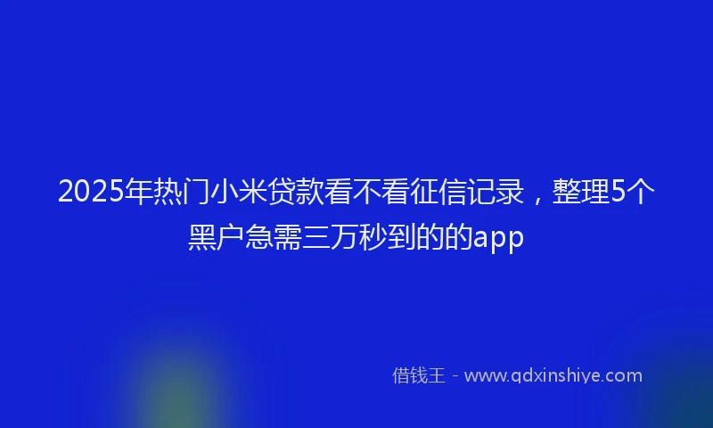 2025年热门小米贷款看不看征信记录，整理5个黑户急需三万秒到的的app