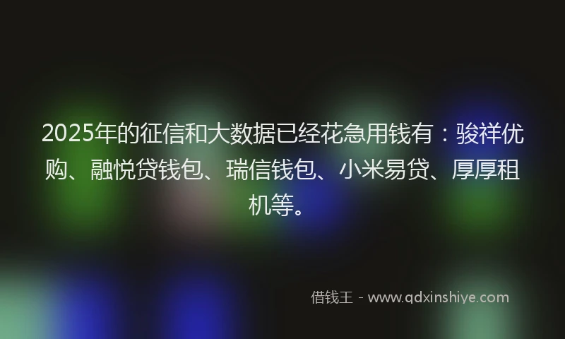 2025年的征信和大数据已经花急用钱有：骏祥优购、融悦贷钱包、瑞信钱包、小米易贷、厚厚租机等。