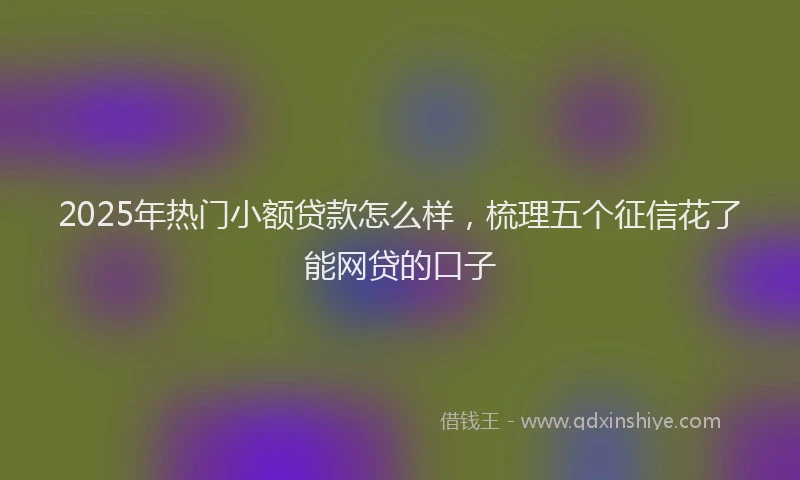 2025年热门小额贷款怎么样，梳理五个征信花了能网贷的口子