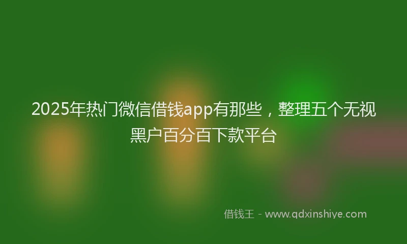 2025年热门微信借钱app有那些，整理五个无视黑户百分百下款平台