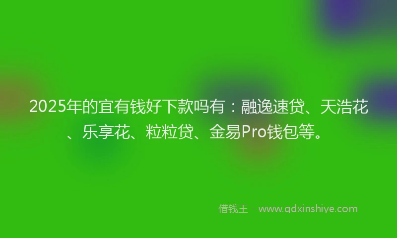 2025年的宜有钱好下款吗有：融逸速贷、天浩花、乐享花、粒粒贷、金易Pro钱包等。