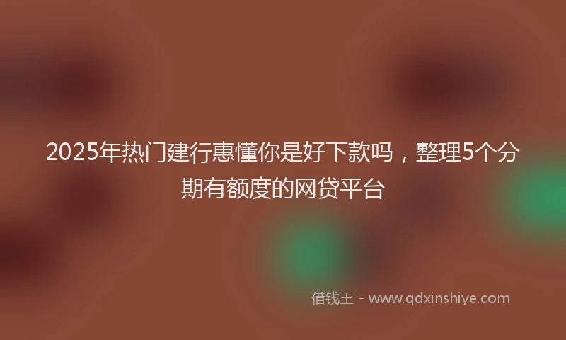 2025年热门建行惠懂你是好下款吗，整理5个分期有额度的网贷平台