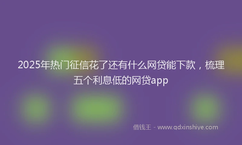 2025年热门征信花了还有什么网贷能下款，梳理五个利息低的网贷app