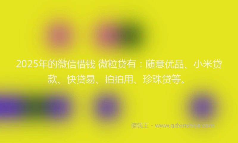2025年的微信借钱 微粒贷有：随意优品、小米贷款、快贷易、拍拍用、珍珠贷等。
